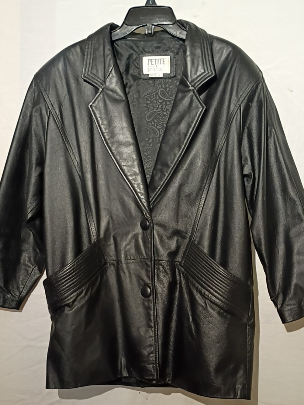 Vintage Women's Black Leather Jacket, Oversized, Petite Sophisticat Sx 10, NWOT